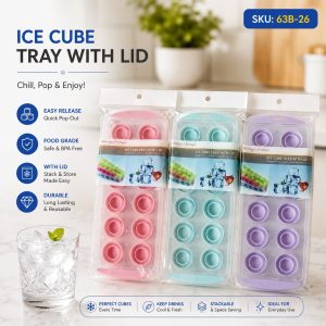 "Easy Release Ice Cube Trays With Lid" (SKU: 63B-26)