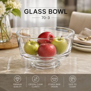 Footed Glass Serving And Fruit Bowl (Model 70-3).
