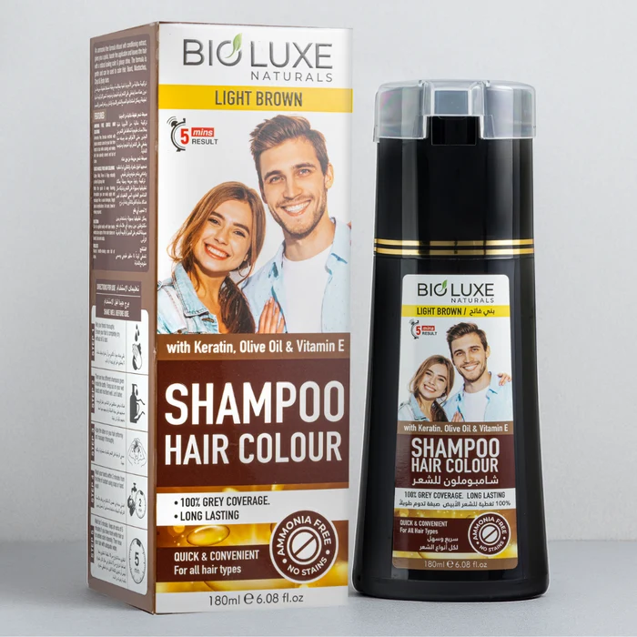 BioLuxe Naturals Hair Colour Shampoo (Light Brown) 180ML: