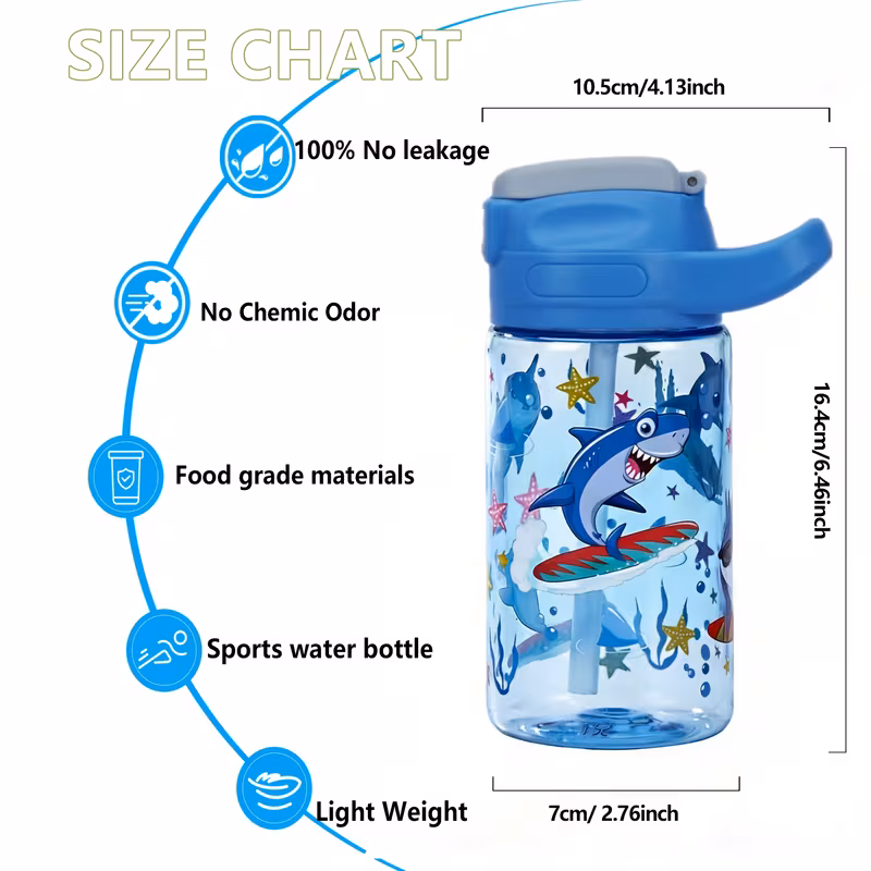 Cute Cartoon Pattern Straw Water Bottle - Image 2