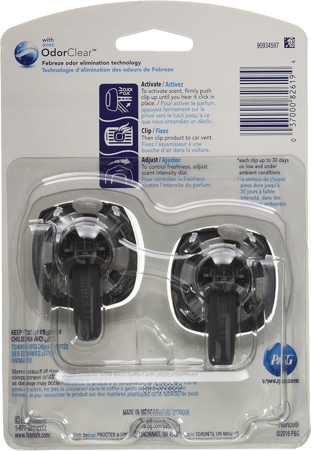 febreze Car Air Fresheners, New Car Scent, Odor Eliminator for Strong Odors Car Vent Clips (1 Count) - Image 3