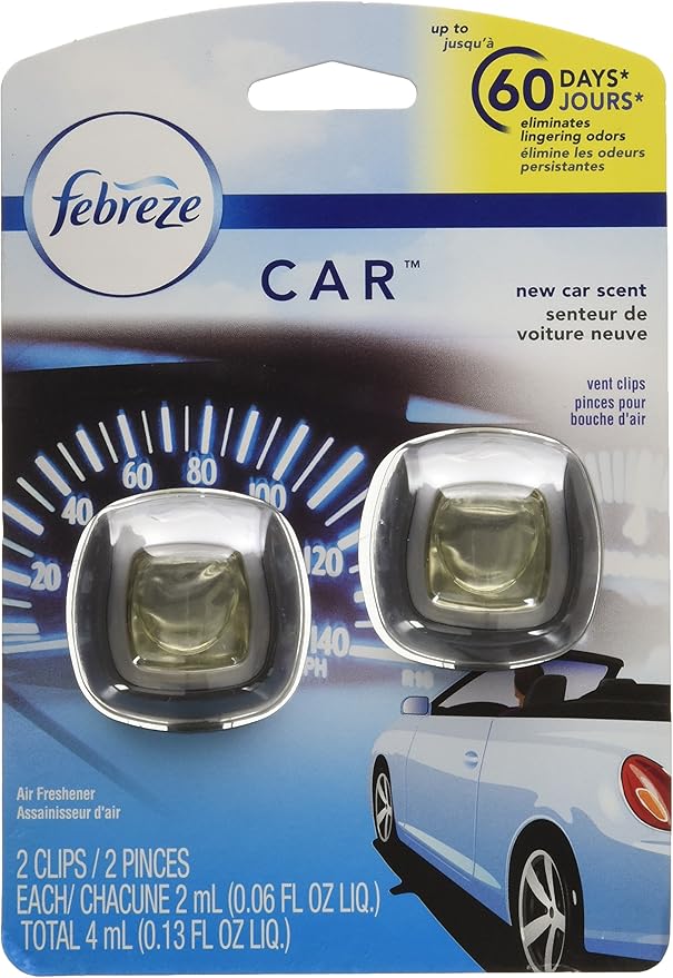 febreze Car Air Fresheners, New Car Scent, Odor Eliminator for Strong Odors Car Vent Clips (1 Count) - Image 5