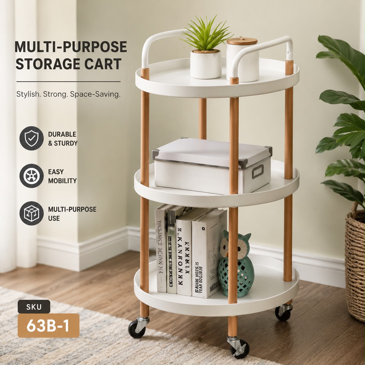 Creative 3 Layer Storage Cart, (SKU: 63B-1)