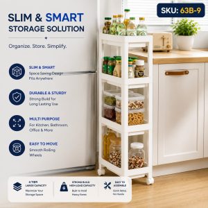 4-Tier Rolling Storage Cart (SKU: 63B-9)
