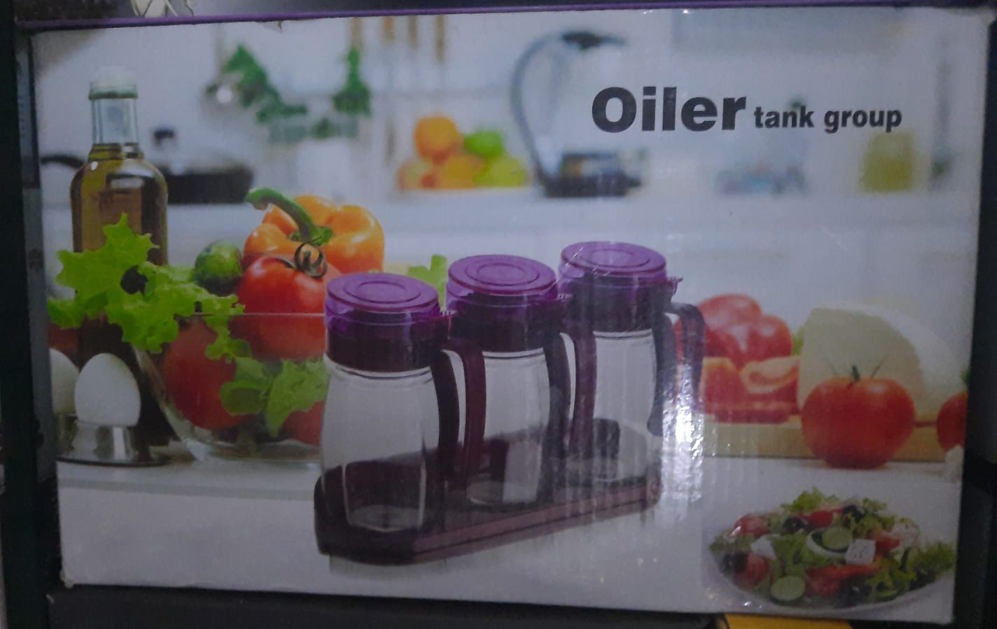 3-Piece Oiler Tank Kitchen Condiment And Oil/Seasoning Jar Set