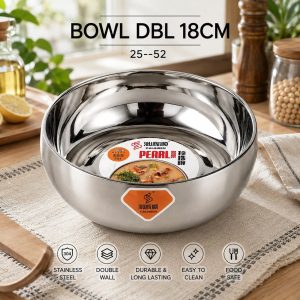 Caijhsen Pearl 18cm Double-Walled Stainless Steel Bowl:(Model:25-52)