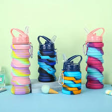 Tie-Dye Collapsible Silicone Water Bottles