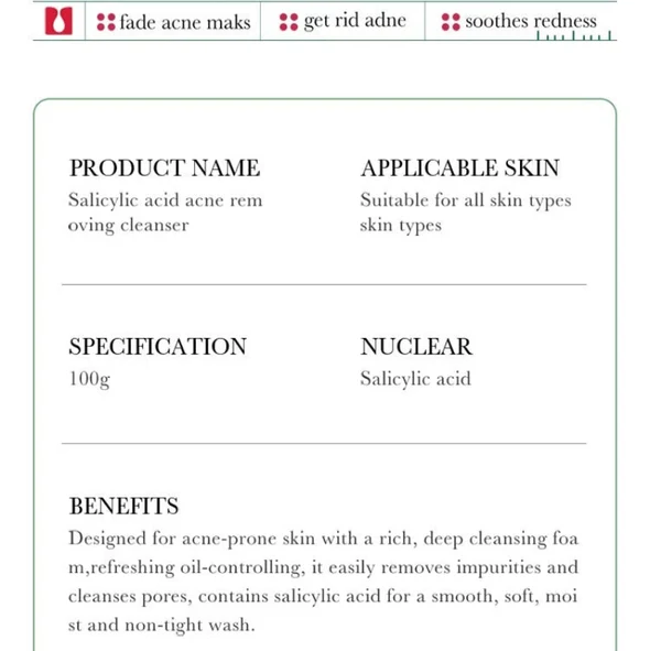 BIOAQUA Salicylic Acid Facial Cleanser for Acne & Oily Skin 100g - Image 6
