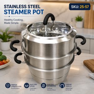 Multi-Tier Stainless Steel Steamer Pot (Model:26-57)