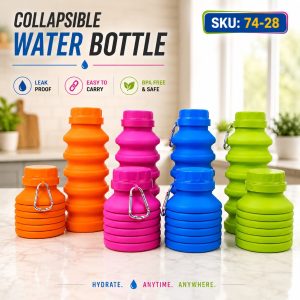 Reusable Silicone Portable Collapsible Foldable Water Bottle for Traveling