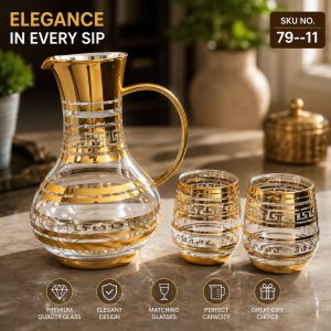 7-piece Luxury Greek Pattern Glass Jug and Tumbler Set,(SKU 79--11)