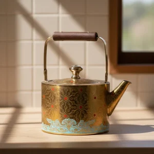 1.5L Gold-Finished Turkish Tea Kettle (Article No. 25-46)
