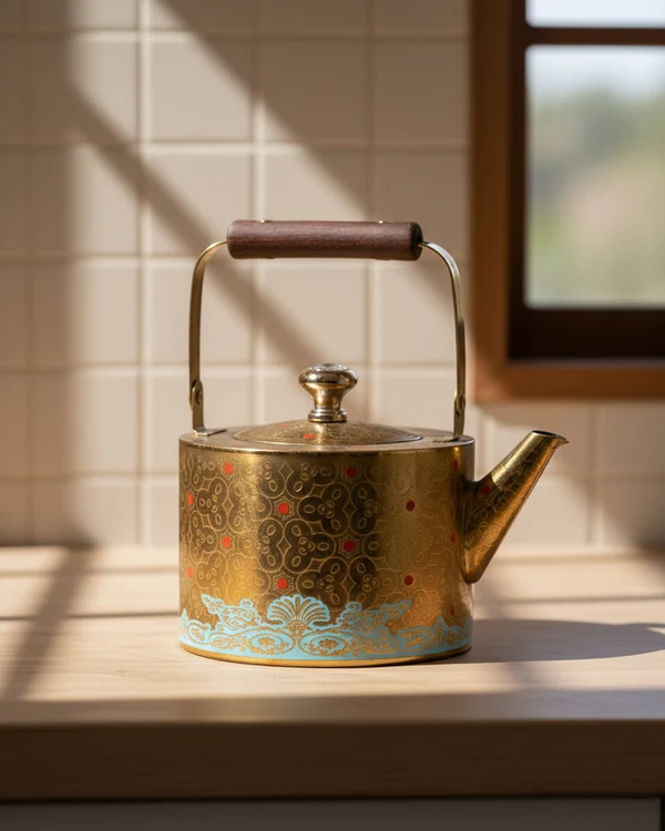 1.5L Gold-Finished Turkish Tea Kettle (Article No. 25-46)