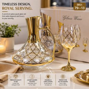 7-Piece Golden Crystal Glassware Set  Sorahi-Style Jug (SKU 79--13):