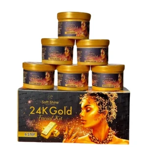 Soft Shine 24K Gold Facial Kit Whitening Facial Kit 6 steps Whitening And Glowing Facial Kit