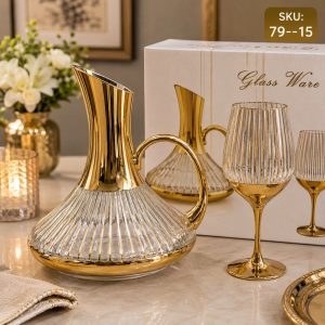 7-Piece Luxury Ribbed Glass Water And Juice Decanter Set( SKU: 79--15)