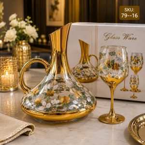 Luxury 7-piece Turkish Gold-Plated Glass Water And Decanter Set:(SKU-79--16)