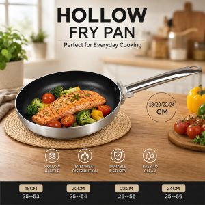 Hollow Non-Stick Fry Pan – Stainless Steel Handle 20CM:(SKU-25-54)