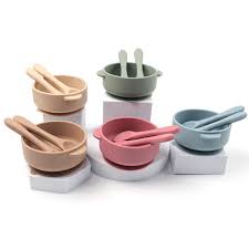 3PCS/Set Silicone Baby Feeding Set Silicone Bowl With Suction for Kids Spoon Fork
