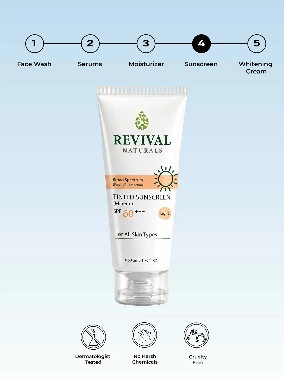 Revival Naturals Tinted Sunscreen SPF 60++ 50g