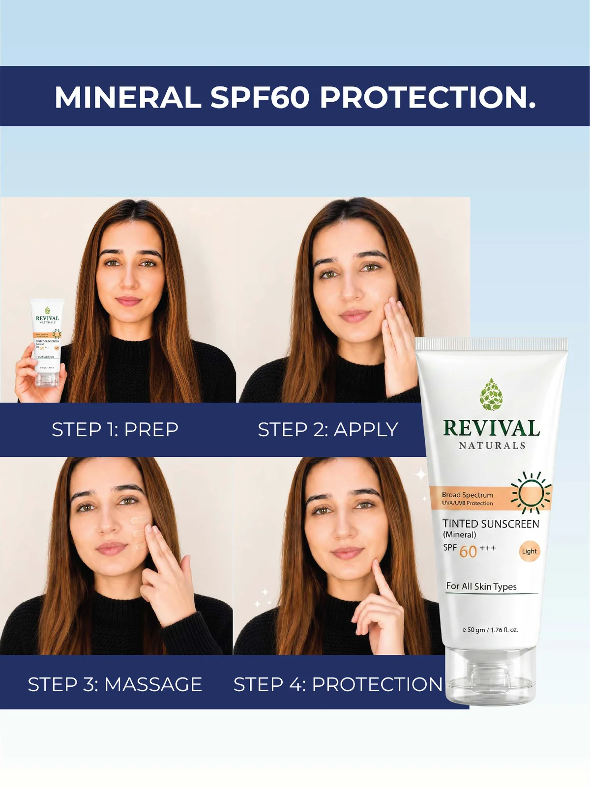 Revival Naturals Tinted Sunscreen SPF 60++ 50g - Image 5