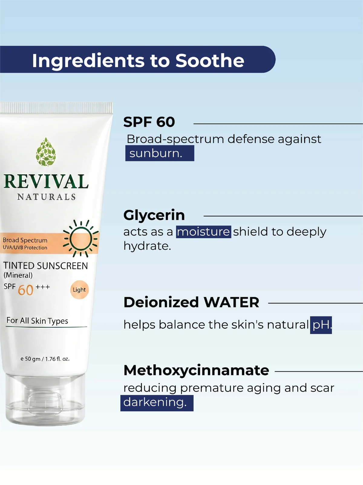 Revival Naturals Tinted Sunscreen SPF 60++ 50g - Image 6